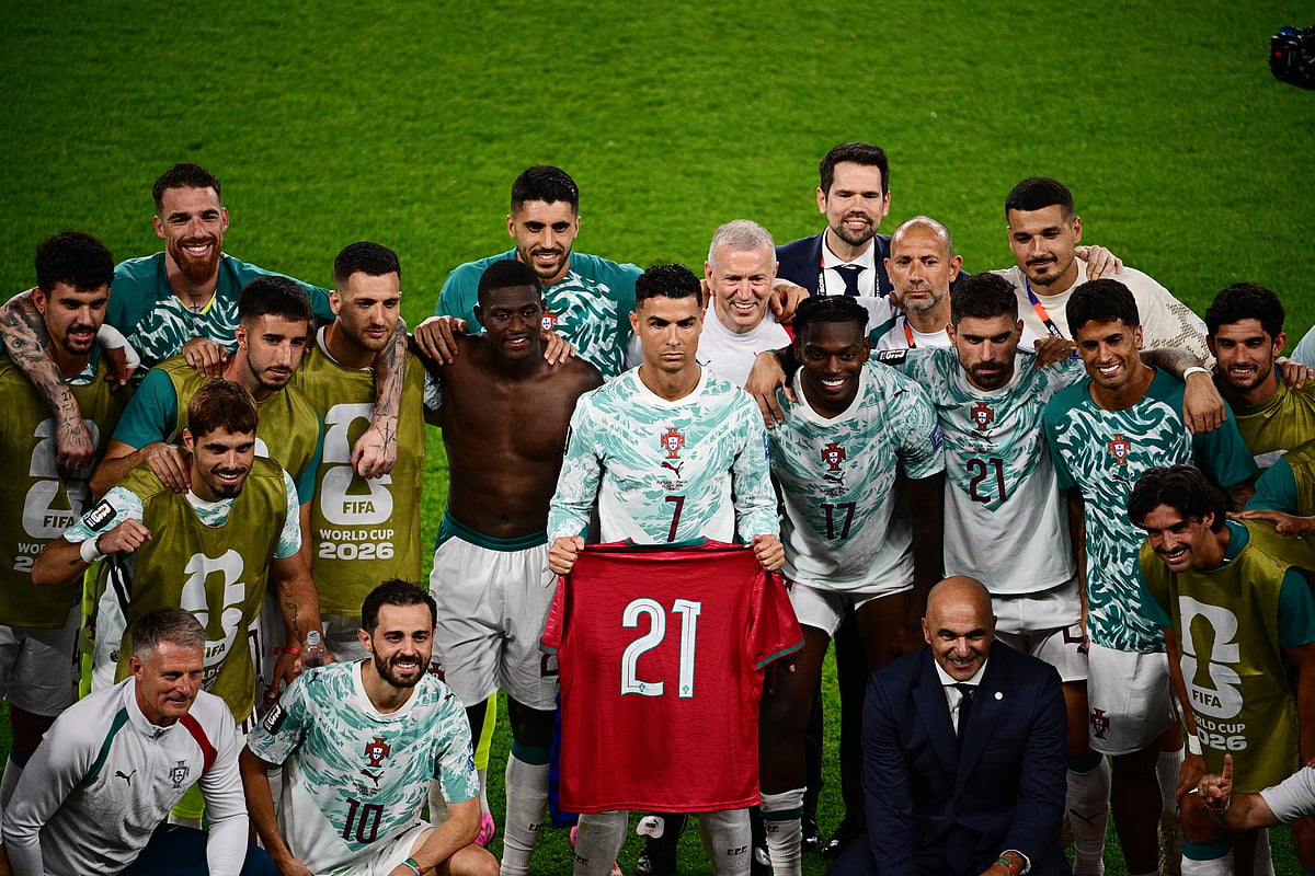 Cristiano Ronaldo and teammates