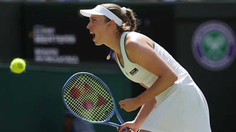 In frame, Elise Mertens is maintaining the momentum as the Belgian 25th seed wins the first set and is leading in the second one as well - AP