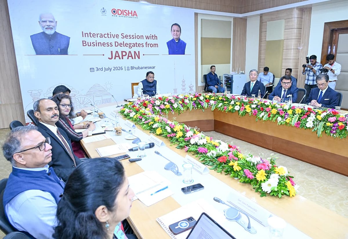 Japanese business delegates in Odisha, showing attendees seated at tables