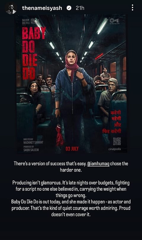 Yash's post on Baby Do Die Do