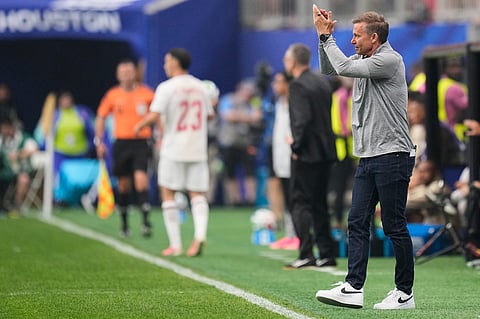 Canada head coach Jesse Marsch during the World Cup round of 16 soccer match between Canada and Morocco in Houston
