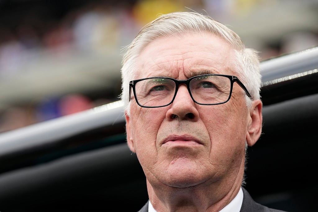 Brazil head coach Carlo Ancelotti stands on the field before the World Cup round of 16 soccer match between Brazil and Norway in East Rutherford