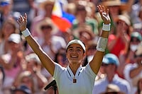 Iga Swiatek Crashes Out As Eala Stuns Defending Champion | Photo: AP/Maja Smiejkowska : Alexandra Eala of the Philippines celebrates winning the third round women's singles match against Iga Swiatek of Poland at the Wimbledon Tennis Championships in London.