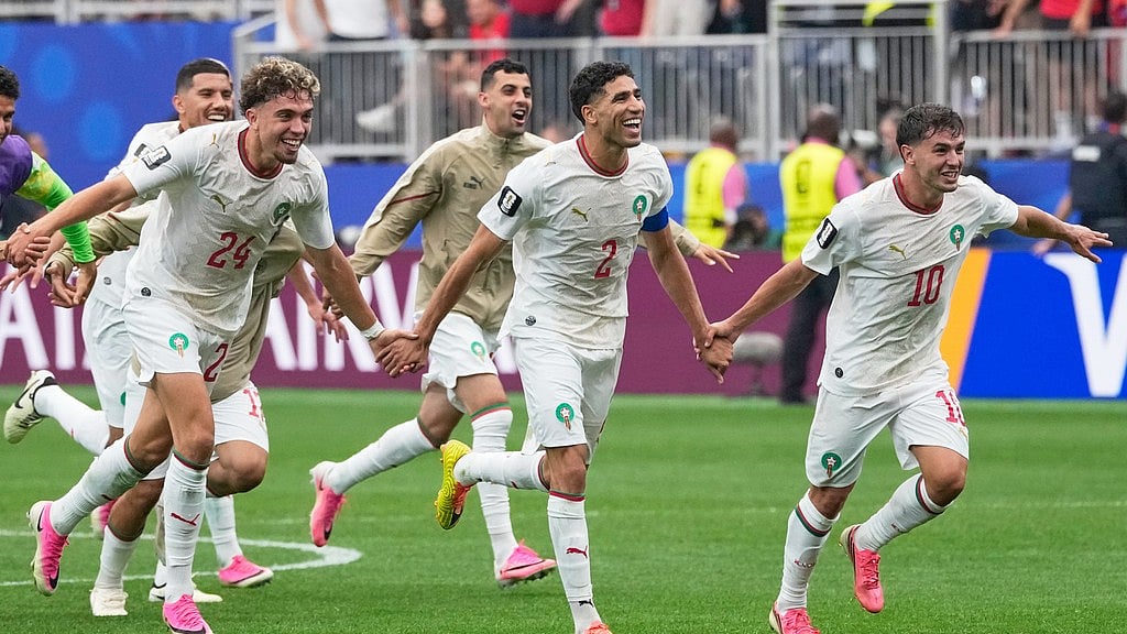 Morocco players react after the World Cup round of 16 soccer match against Canada in Houston, July 4, 2026. - AP Photo/David J. Phillip