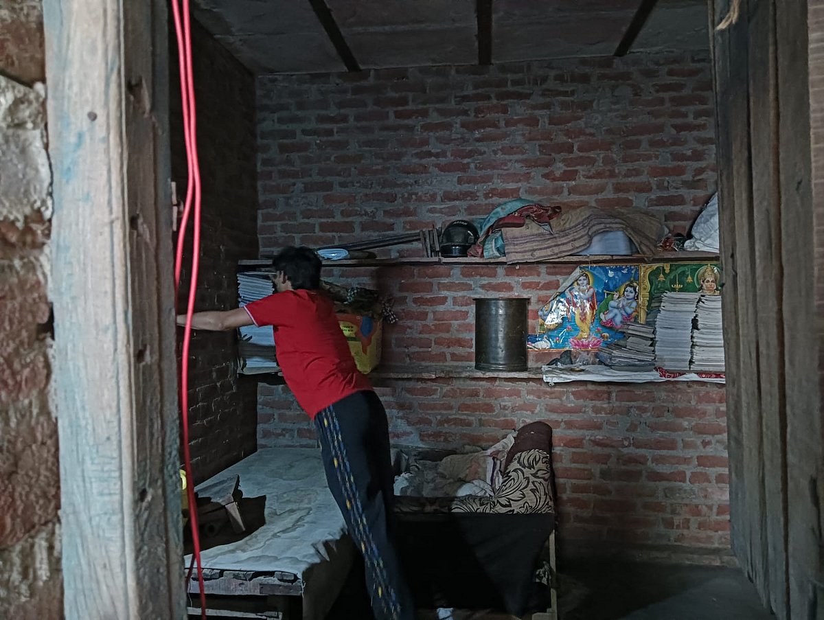 Raja Sharma in his room on the terrace