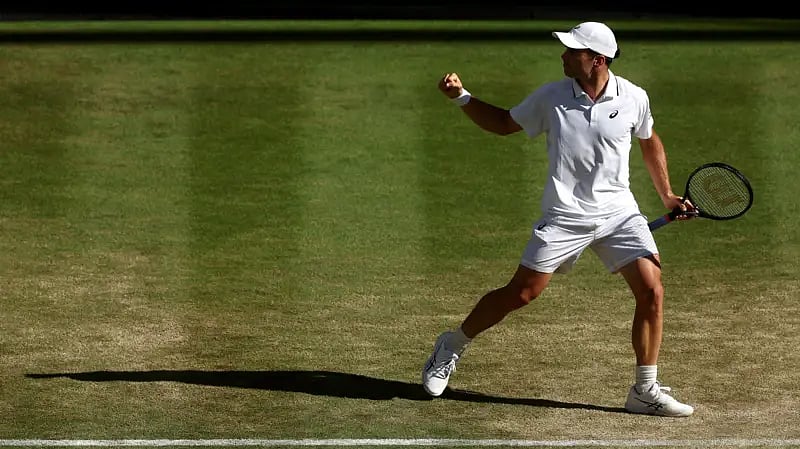 Arthur Fery In Action Today At The Centre Court, The Briton Grabs The First Set - AP
