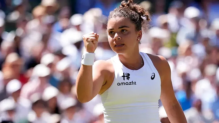 Jasmine Paolini in action today at the Centre Court. - AP