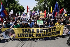 Protesters carry a banner calling for the impeachment of Philippine Vice President Sara Duterte during a protest in Philippines
- GERARD CARREON
PHOTOJOURNALIST