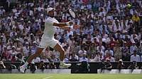 Wimbledon 2026: Who Won And Eliminated Yesterday In Gentlemen's Singles Round Of 16 Matches? Photo: AP/Brian Inganga : Novak Djokovic of Serbia returns the ball to Roman Saffiulin of Russia in their fourth round men's singles match at the Wimbledon Tennis Championships in London.