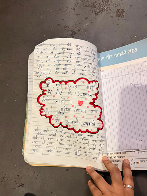 Arshi's entry in the heat register that she has been maintaining with guidance from Greenpeace India. 