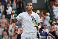 | Photo: AP/Kin Cheung : Felix Auger-Aliassime of Canada celebrates winning the men's singles fourth round match against Alejandro Davidovich Fokina of Spain at the Wimbledon Tennis Championships in London, Sunday, July 5, 2026.
