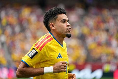 Colombia's Luis Díaz reacts before the World Cup round of 16 soccer match between Switzerland and Colombia in Vancouver, British Columbia