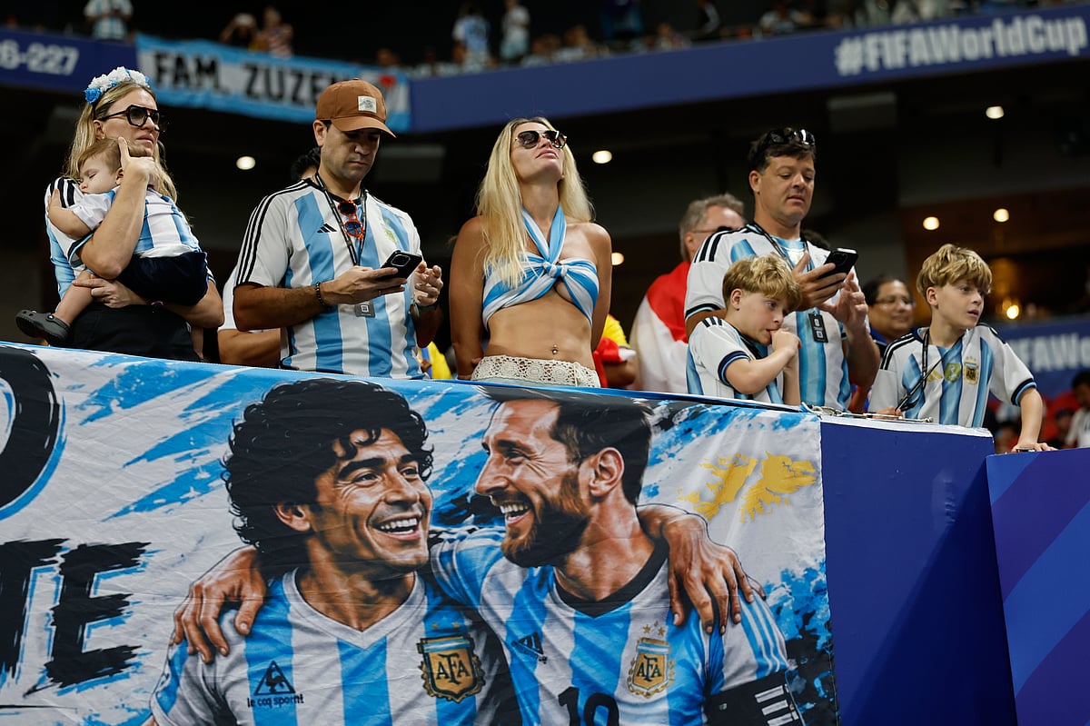 Argentina Vs Egypt FIFA World Cup 2026 RO16 ARG fans with Maradona poster AP Photo