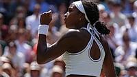 Coco Gauff Vs Karolina Muchova Live Streaming, Wimbledon 2026 Semi-Final: Preview, H2H And Where To Watch AP Photo/Maja Smiejkowska : Coco Gauff of the United States reacts during the women's singles quarter-final match against Jessica Pegula of the United States at the Wimbledon Tennis Championships in London, Tuesday, July 7, 2026.