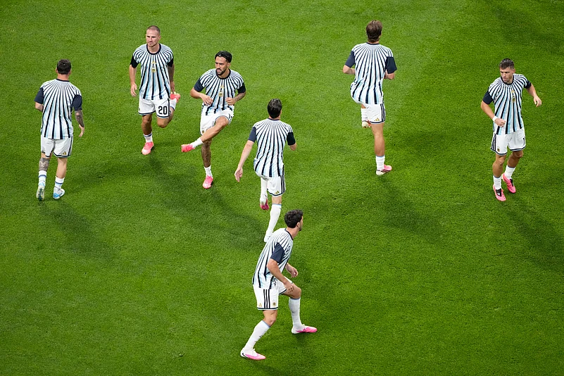 Argentina Vs Egypt FIFA World Cup 2026 RO16 ARG players warming up AP Photo