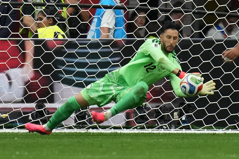 Colombia goalkeeper Camilo Vargas (12) saves during the World Cup round of 16 soccer match between Switzerland and Colombia in Vancouver