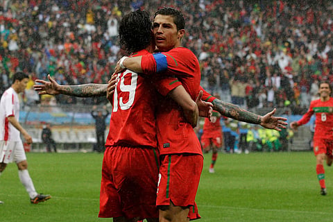 Portugal's Cristiano Ronaldo celebrates Tiago's goal against North Korea during their World Cup group G soccer match in Cape Town, South Africa, June 21, 2010.