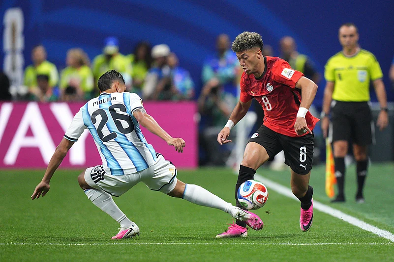 Argentina Vs Egypt FIFA World Cup 2026 RO16 Emam Ashour and Nahuel Molina AP Photo