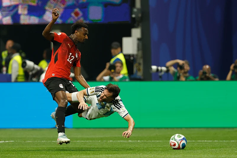 Argentina Vs Egypt FIFA World Cup 2026 RO16 Haissem Hassan fouls Nicolas Tagliafico AP Photo