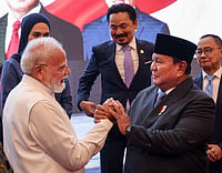| PTI | : Indian Prime Minister Narendra Modi with Indonesian President Prabowo Subianto