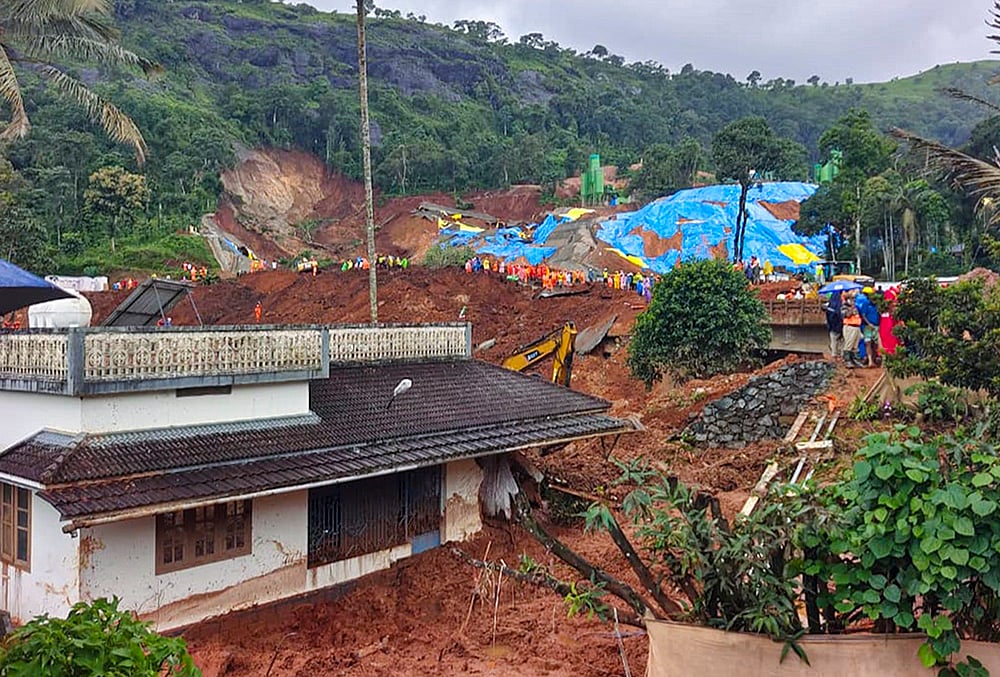 Aerial view of Wayanad landslide