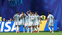 Why There Are No Matches Today In FIFA World Cup 2026? Here's Reason Of Break In Football Mega Event (AP Photo/Erik S. Lesser) : Argentina's Lionel Messi (10) celebrates with teammates after scoring their second goal during the World Cup round of 16 soccer match between Argentina and Egypt in Atlanta, Tuesday, July 7, 2026.