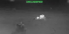 The US military said it launched the strikes after Iran attacked three commercial vessels transiting the Strait of Hormuz. - CENTCOM
