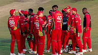 ZimCricketv/X : Zimbabwe players celebrating a wicket against Bangladesh during 2nd ODI 2026 at Harare. 