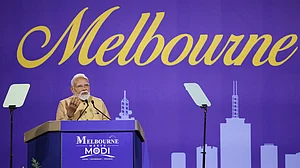 Hamish Blair/AP Photo : Indian Prime Minister Narendra Modi addresses a a community event in Melbourne