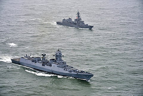 Japan Maritime Self-Defense Force (JMSDF) destroyer JS Takanami (DD-110) arrives in Mumbai. 