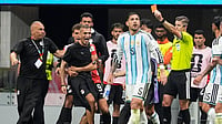 A New Trick Up FIFA's Sleeve: Major VAR Change Introduced For Remaining World Cup Matches (AP Photo/Mike Stewart) : Referee Francois Letexier of France shows a red card to Egypt assistant coach Mohamed Abdel Wahed during the World Cup round of 16 soccer match between Argentina and Egypt in Atlanta, Tuesday, July 7, 2026