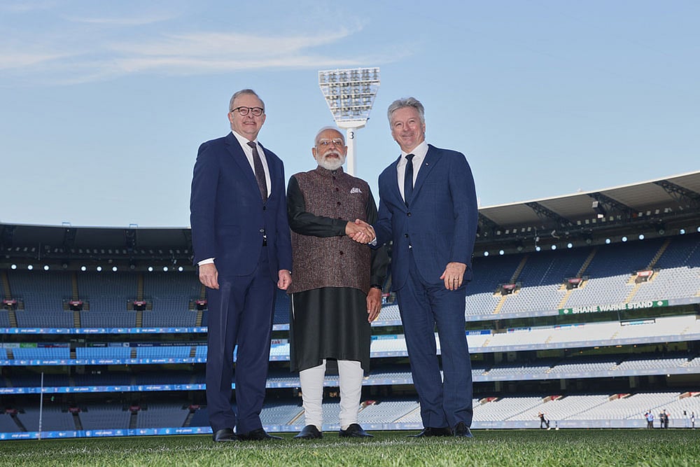 Modi Albanese Steve Waugh Melbourne Cricket Ground meeting