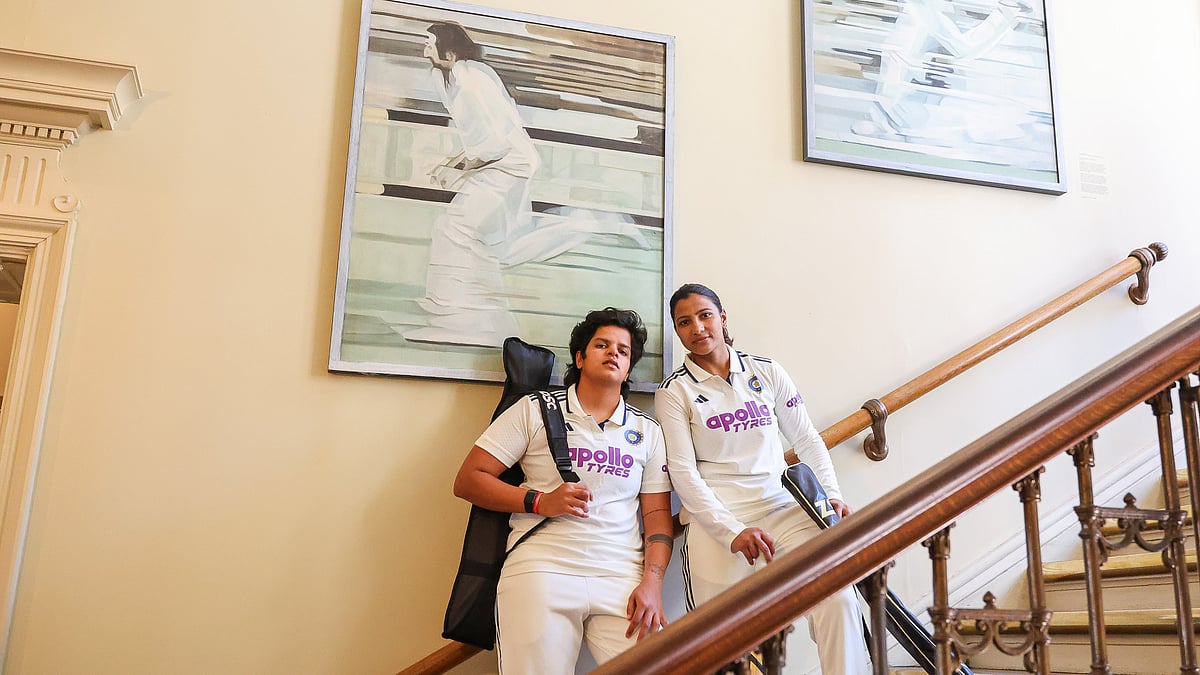 Shafali Verma and Sneh Rana posing for a photograph ahead of India-W vs England-W One-Off Test at Lord's - X/BCCIWomen