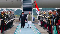 | Photo: @MEAIndia/X via PTI  : Prime Minister Narendra Modi being welcomed by Indonesia's President Prabowo Subianto on his arrival in Jakarta, Indonesia. 
