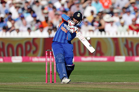 India's Vaibhav Sooryavanshi bats during the fourth Vitality IT20 match against England at the Seat Unique Stadium in Bristol, England.