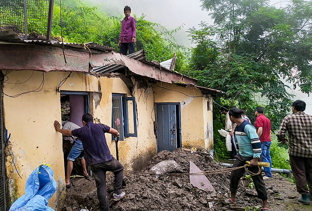 Landslide due to rainfall in Shimlas Sanjauli
