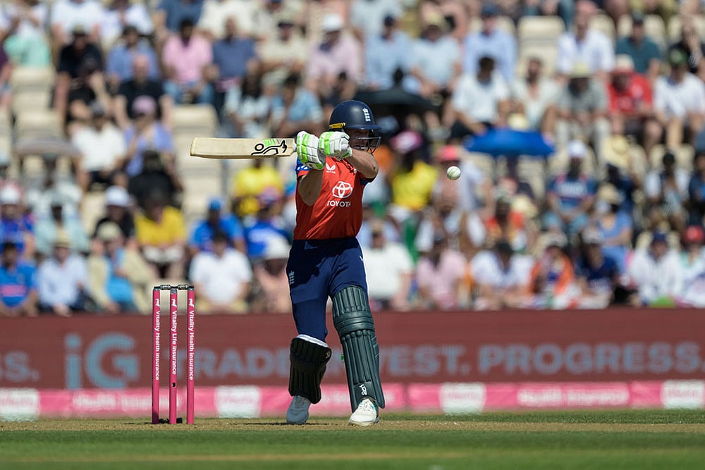 England's Jos Buttler during the international T20 Cricket match between England and India in Southampton, England. - | Photo: AP/Anthony Upton