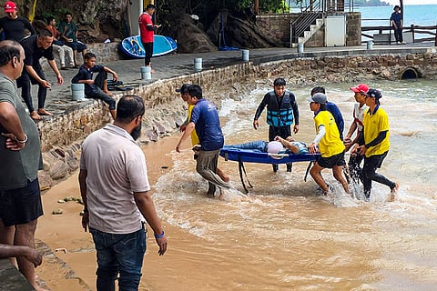In this image received on July 12, 2026, rescue personnel carry out operations after a speedboat carrying Indian tourists capsized near Hon May Rut Ngoai off Phu Quoc Island, Vietnam, on Saturday. Fifteen Indian tourists were killed and 16 others rescued in the accident.