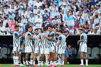 Argentina Vs Switzerland Live Photo Gallery, FIFA World Cup 2026: Messi and Co. Chase Another Semi-Final Berth (AP Photo/Jeff Roberson) : Players of Argentina warm up prior to the World Cup quarterfinal soccer match against Switzerland in Kansas City, Mo., Saturday, July 11, 2026