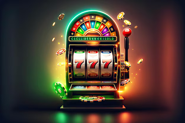 Slot machine showing 777 jackpot