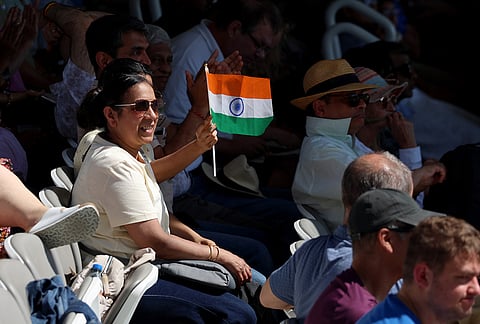 India fans inside the ground on day three of the first Women's Test match at Lord's cricket ground in London, Sunday July 12, 2026.