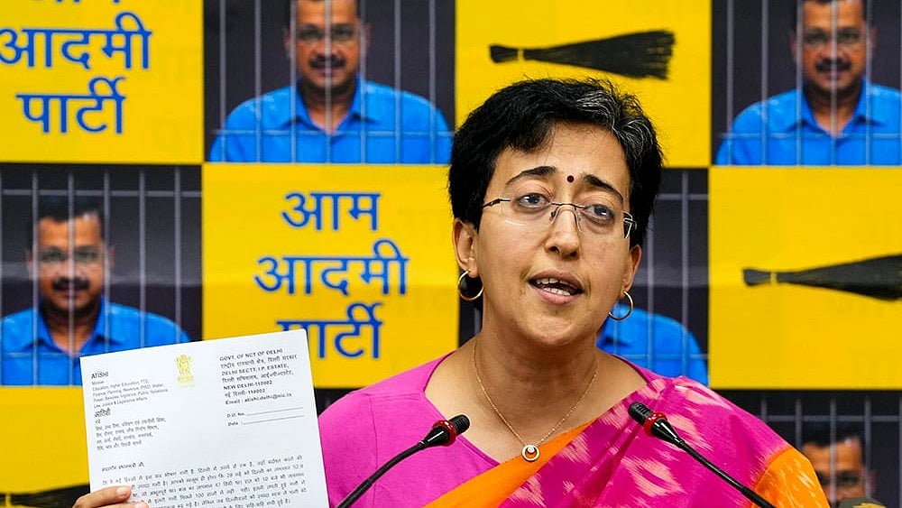 AAP leader Atishi addresses a press conference