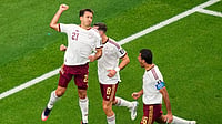 France Vs Spain, FIFA World Cup 2026: Who Won Semi-Final Match At Dallas Stadium? AP/David J. Phillip : Spain's Mikel Oyarzabal (21) celebrates his goal on a penalty kick with Fabian Ruiz (8), and Rodri (16) during the World Cup