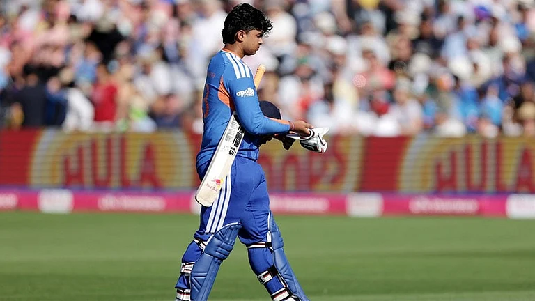 India's Vaibhav Sooryavanshi leaves the field after being caught out by England's Sam Curran from the bowling of Jofra Archer during the fourth Vitality IT20 match against England at the Seat Unique Stadium in Bristol, England. - | Photo: Steven Paston/PA via AP