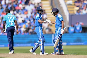 Gary Oakley/PA via AP : India's Shubman Gill and Rohit Sharma during the first ODI cricket match between England and India in Birmingham, England