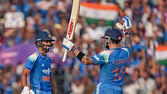 India's Ruturaj Gaikwad, left, celebrates his century with Virat Kohli during the second ODI cricket match of a series between India and South Africa, at Shaheed Veer Narayan Singh International Stadium, in Raipur, Chhattisgarh. - | Photo: PTI/Kunal Patil