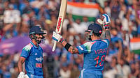 | Photo: PTI/Kunal Patil : India's Ruturaj Gaikwad, left, celebrates his century with Virat Kohli during the second ODI cricket match of a series between India and South Africa, at Shaheed Veer Narayan Singh International Stadium, in Raipur, Chhattisgarh.