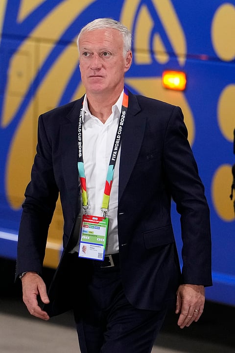 France head coach Didier Deschamps arrives at the stadium before the World Cup semifinal soccer match