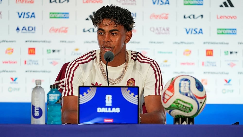 Spain's Lamine Yamal responds to a question during a news conference Monday, July 13, 2026, in Arlington, Texas, ahead of the team's World Cup semifinal soccer match against France.  - | Photo: AP/Tony Gutierrez