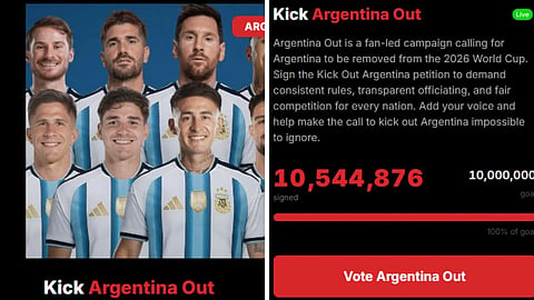 A petition initiated by rival fans, calling for Argentina's removal from the FIFA World Cup.